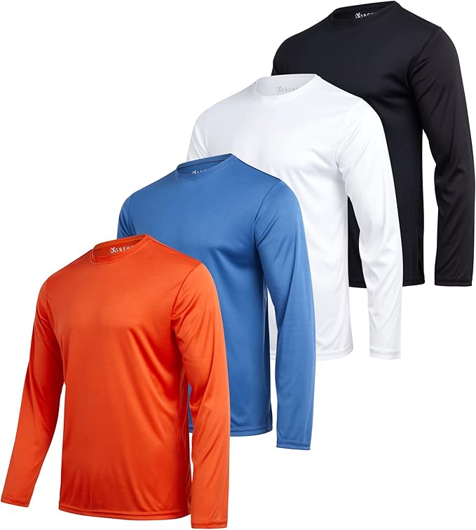iXtreme Mens Athletic Shirts - 4 Pack Moisture Wicking Long Sleeve Dri Fit Shirts for Men - Workout Tops & Activewear (S-3X)