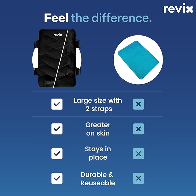 REVIX Extra Large Ice Pack for Back, 13” x 21” Reusable Gel Cold Pack Wrap for Full Back, Hip, and Leg Relief, XXL Cold Compress for Muscle Soreness, Fatigue, and Everyday Recovery, Black
