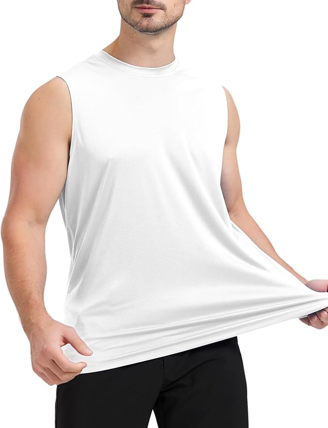 Men's Sleeveless UPF 50+ Swim Shirts Quick Dry Workout Tank Top UV Protection Running Gym Muscle T Shirts