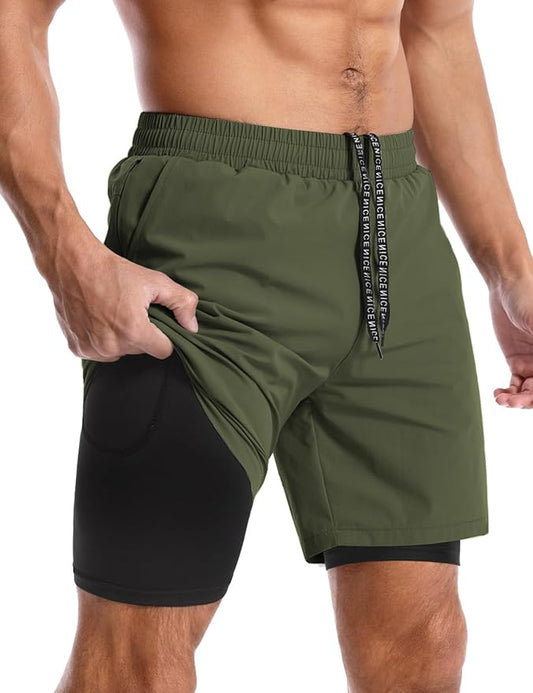 Aolesy Men's 5''/7'' Running Shorts Quick Dry Workout Gym Shorts with Pockets, Tennis Training Athletic（Linerless & Liner）