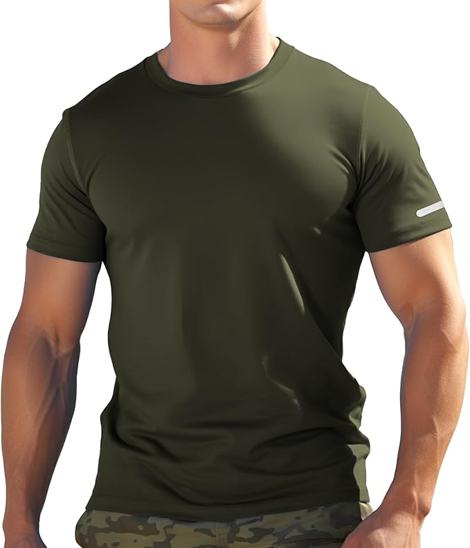 Mens Workout Shirts Fitted, Quick Dry Gym Tshirts Running Athletic Top Moisture Wicking Tee