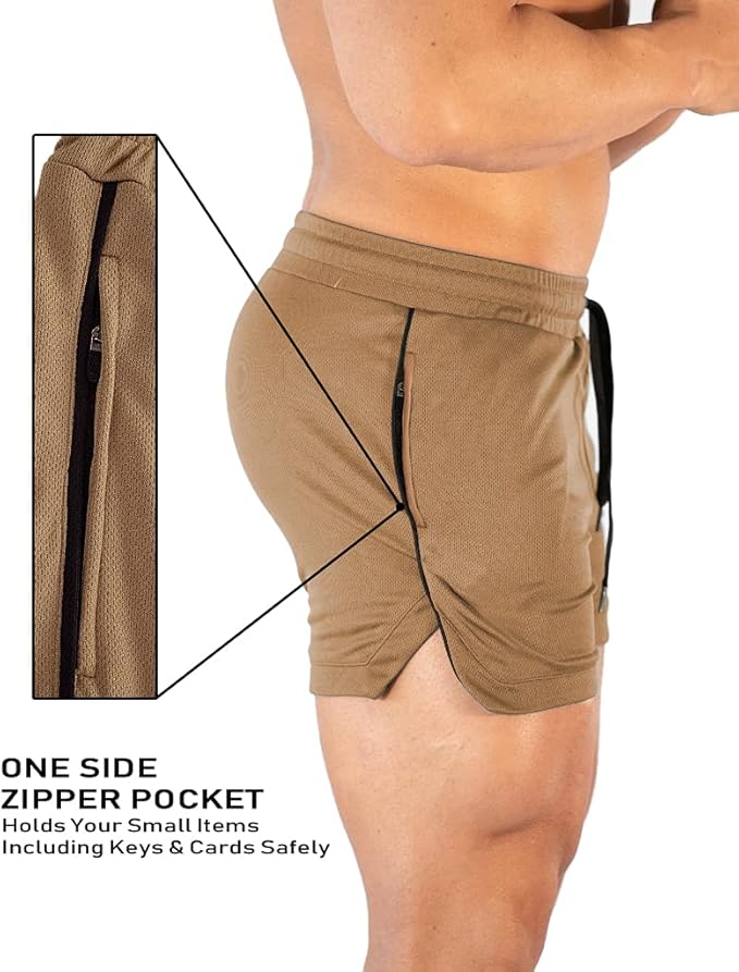 FLYFIREFLY Men's Gym Workout Shorts Running Lightweight Athletic Short Pants Bodybuilding Training