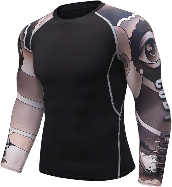 Men's Soft Fit Long Sleeve Workout Rashguard Cool Dry Compression Fitness Shirt