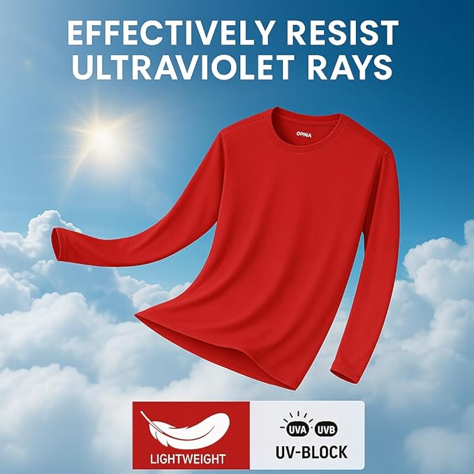 Men's Long Sleeve Moisture Wicking Athletic Shirts, Dry Fit Long Sleeve UV Protection Shirts Men for Workout, Running, Hiking