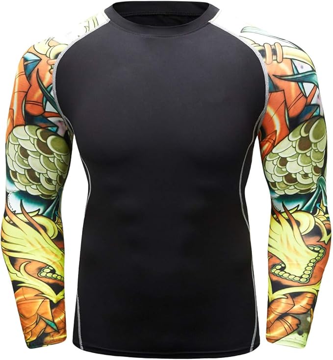 Men's Soft Fit Long Sleeve Workout Rashguard Cool Dry Compression Fitness Shirt