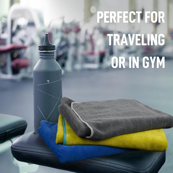 SINLAND Microfiber Gym Towels Sports Fitness Workout Sweat Towel Super Soft and Absorbent 3 Pack 16 Inch X 32 Inch