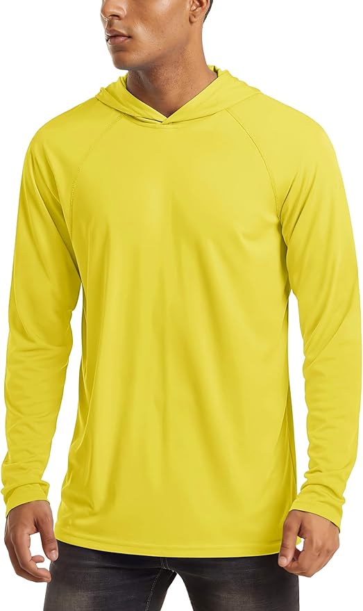 MAGCOMSEN Men's Hooded UPF 50+ Sun Protection T Shirts Long Sleeve Athletic Fishing Shirts Rash Guards