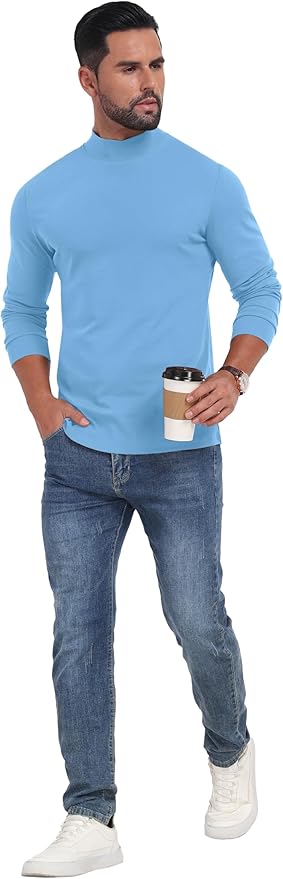 Sailwind Men's Mock Turtleneck Long Sleeve Shirt Cotton Basic Thermal Undershirt Lightweight Pullover