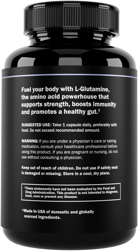 Prime Labs L Glutamine Capsules 600mg - Supports Strength, Muscle Recovery, Immunity, & Gut Health - Amino Acid Supplement - for Men & Women