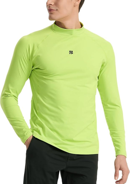 Mens Long Sleeve Turtleneck Workout Shirts Moisture Wicking Mock Neck Double Sides Brushed T-Shirts