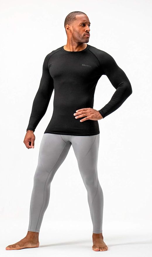 DEVOPS 2 Pack Men's Thermal Long Sleeve Compression Shirts