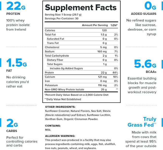 LEGION Whey+ Protein Whey Isolate from Grass Fed Cows - Whey Protein Isolate Powder Low Calorie, Non-GMO, Sugar Free, Lactose and Gluten Free, All Natural Protein Powder for Men & Women (30 Servings)