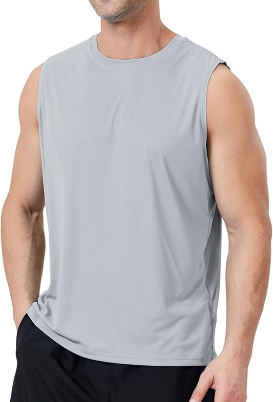 Men's Sleeveless UPF 50+ Swim Shirts Quick Dry Workout Tank Top UV Protection Running Gym Muscle T Shirts
