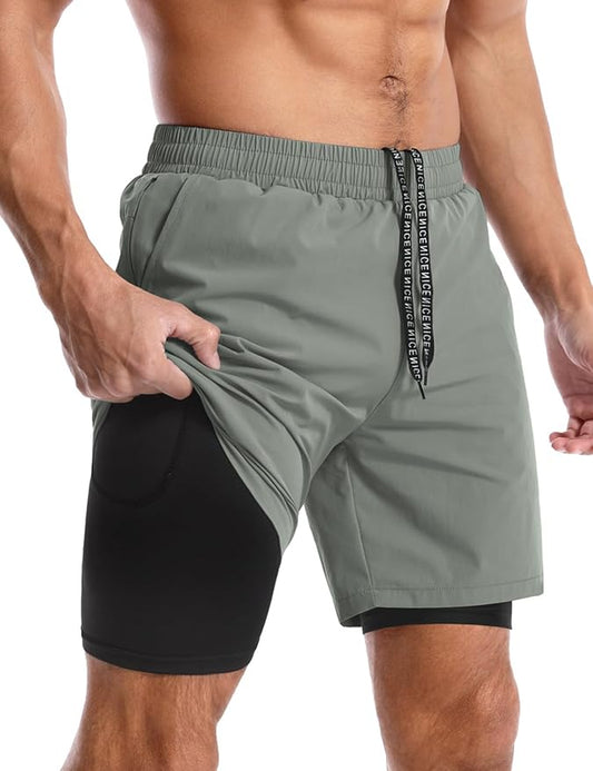 Aolesy Men's 5''/7'' Running Shorts Quick Dry Workout Gym Shorts with Pockets, Tennis Training Athletic（Linerless & Liner）
