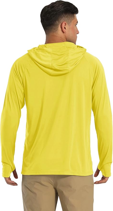 MAGCOMSEN Men's Hooded UPF 50+ Sun Protection T Shirts Long Sleeve Athletic Fishing Shirts Rash Guards