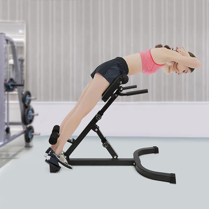 Roman Chair, Adjustable Hyperextension Bench Multifunctional Workout Bench 330lbs with 8 Adjustable Positions for Strength Training Ab Bench & Foldable Sit-Up Bench for Home Gym Workouts