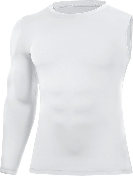 Runhit Men's Basketball One Arm Compression Shirts Long Sleeve 1/2 Single Arm Athletic Undershirt Workout Base Layer Top