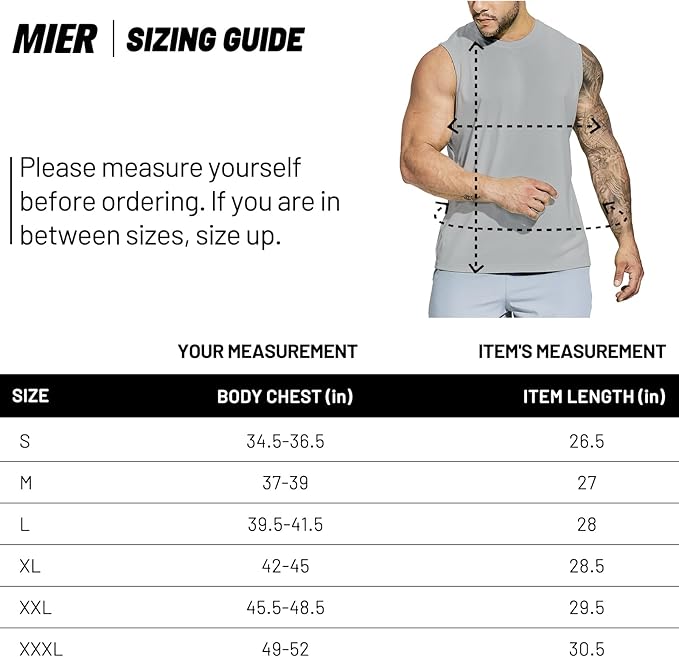 MIER Men's Workout Tank Tops UPF 50+ Swim Shirts Quick Dry Running Sleeveless UV Protection Muscle Tees