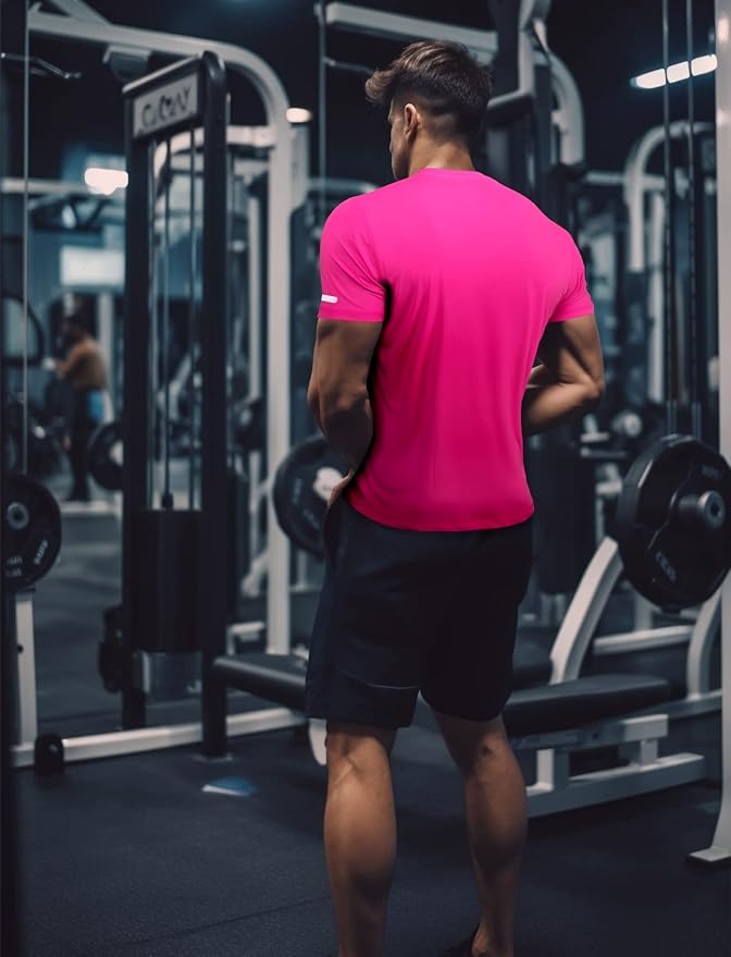 Mens Workout Shirts Fitted, Quick Dry Gym Tshirts Running Athletic Top Moisture Wicking Tee