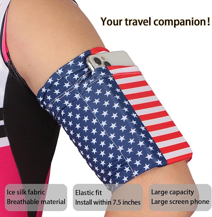 Running Phone Armband for Men Women,Universal Arm Bands for Phones Below 7.5 Inches,Waterproof Cell Phone Armband for Hiking,Running,Cycling,Climbing(Star Stripes XL)