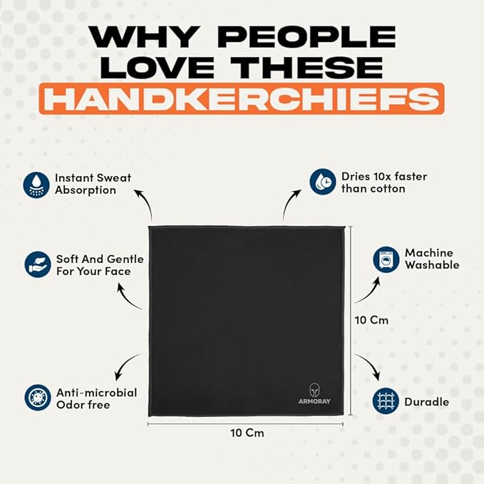 ARMORAY Sweat Absorbing Towel Handkerchief – Quick-Dry Microfiber Gym Towels for Face, Hands & Body – Workout Towel for Men, Sport Rag, Perfect for Tennis, Pickleball & Sauna Use by Women