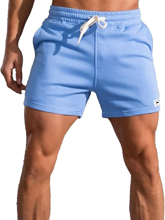 Mens 5 Inch/7 Inch Cotton Shorts Mens Sweat Athletic Shorts for Men Gym Worket Shorts with Pockets