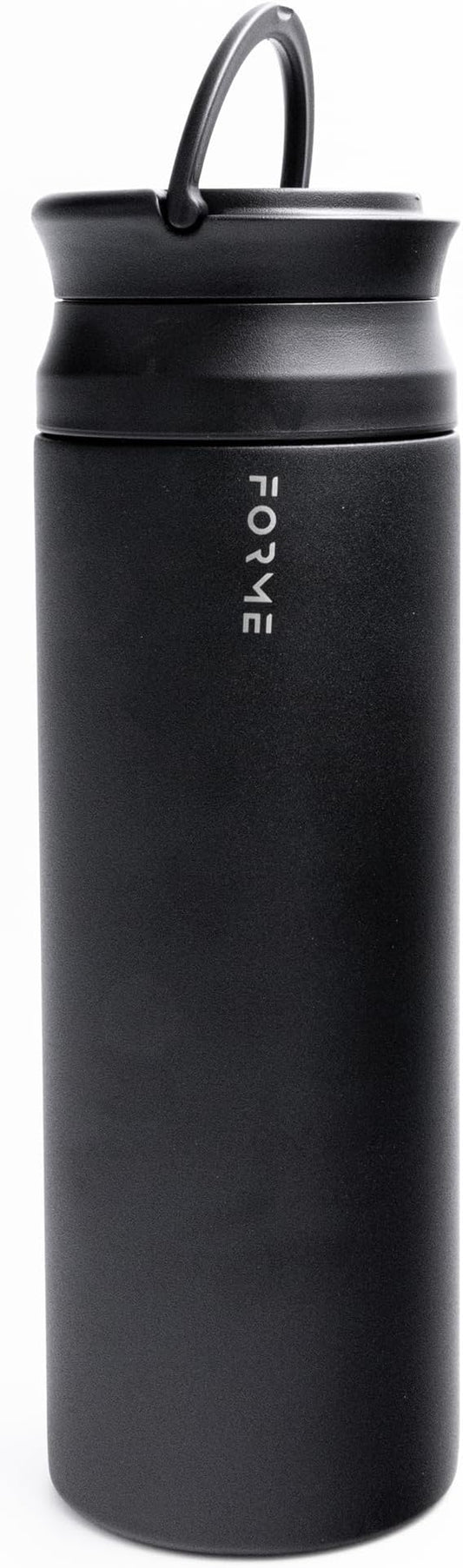 FORME - Blender Shaker Bottle, Leakproof Double Insulated Stainless Steel, Noiseless Shaker Bottle for Hot & Cold Drinks, Ideal for Protein & Supplement Shakes (Charcoal, 33.8 ounces)