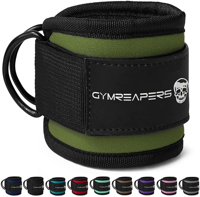 Gymreapers Ankle Straps For Cable Machine Kickbacks, Glute Workouts, Lower Body Exercises - Adjustable Leg Straps with Neoprene Padding