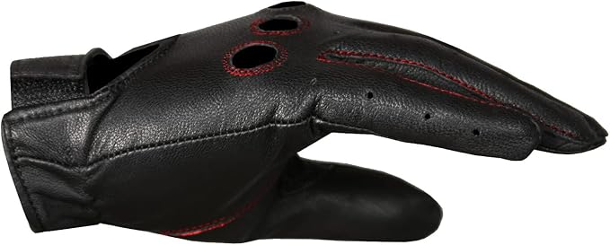 New Biker Police Leather Motorcycle Driving Riding Racing Gloves Real Natural Leather Touchscreen Ventilation Men Women Automotive ATV Dirt Bike Cycling Comfortable Adjustable BlackRed XL