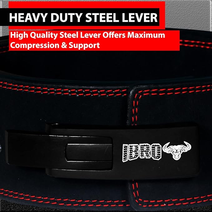 IBRO Powerlifting Lever Gym Belt – Power 8MM, 10MM or 13MM Extreme Heavy Duty Genuine Leather Belts - Squats Deadlifts Bodybuilding Weight Lifting IPF Power Lifting Strongman for Men