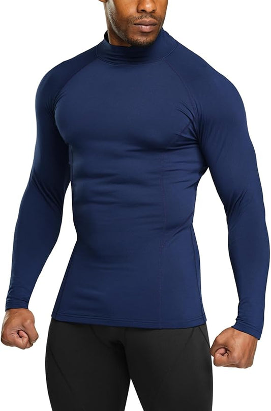 TSLA Men's Thermal Long Sleeve Compression Shirts, Mock/Turtleneck Winter Sports Running Base Layer Top