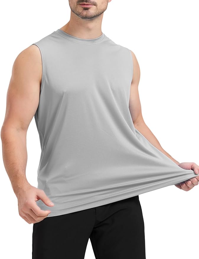 Men's Sleeveless UPF 50+ Swim Shirts Quick Dry Workout Tank Top UV Protection Running Gym Muscle T Shirts
