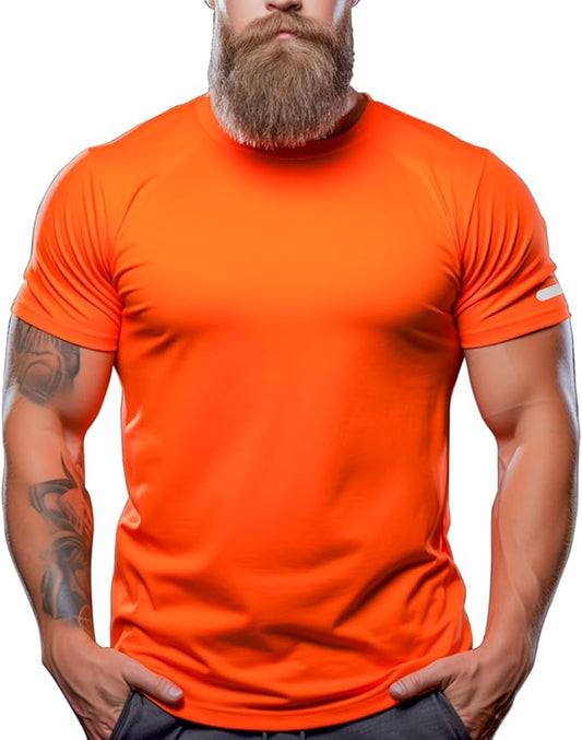 Mens Workout Shirts Fitted, Quick Dry Gym Tshirts Running Athletic Top Moisture Wicking Tee