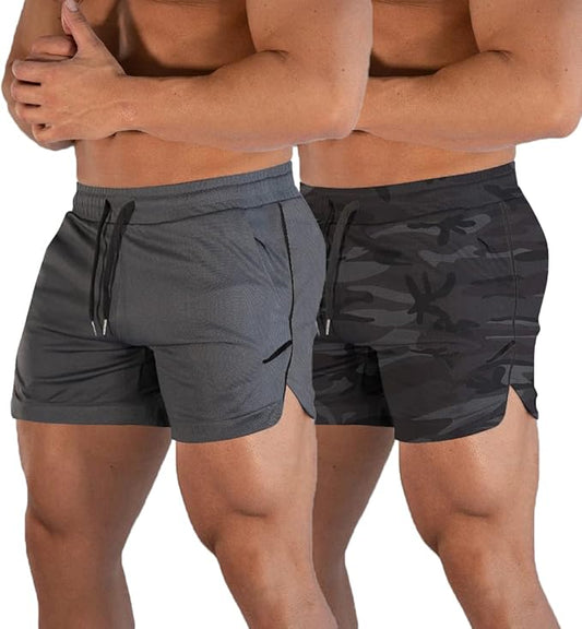 FLYFIREFLY Men's Gym Workout Shorts Running Lightweight Athletic Short Pants Bodybuilding Training