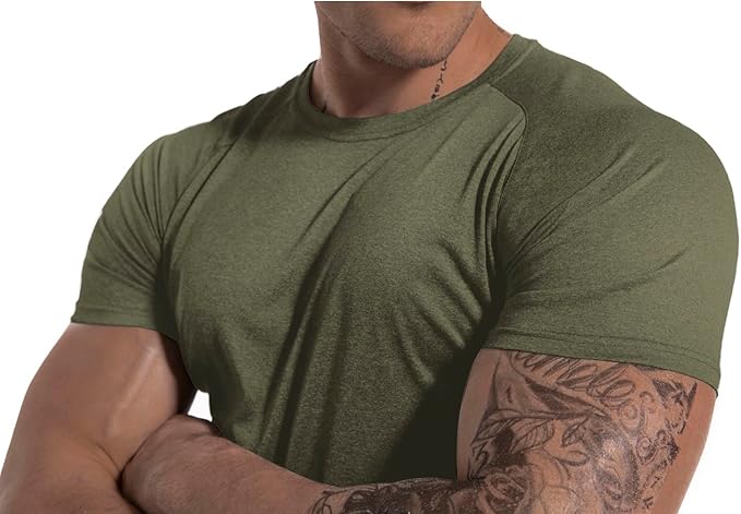 Men's 3pack Dry Fit Workout Gym Short Sleeve T Shirt Moisture Wicking Active Athletic Performance Running Shirts