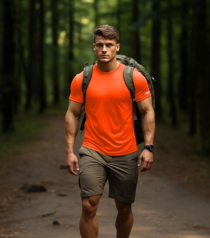 Mens Workout Shirts Fitted, Quick Dry Gym Tshirts Running Athletic Top Moisture Wicking Tee