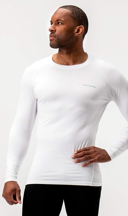 DEVOPS 2 Pack Men's Thermal Long Sleeve Compression Shirts