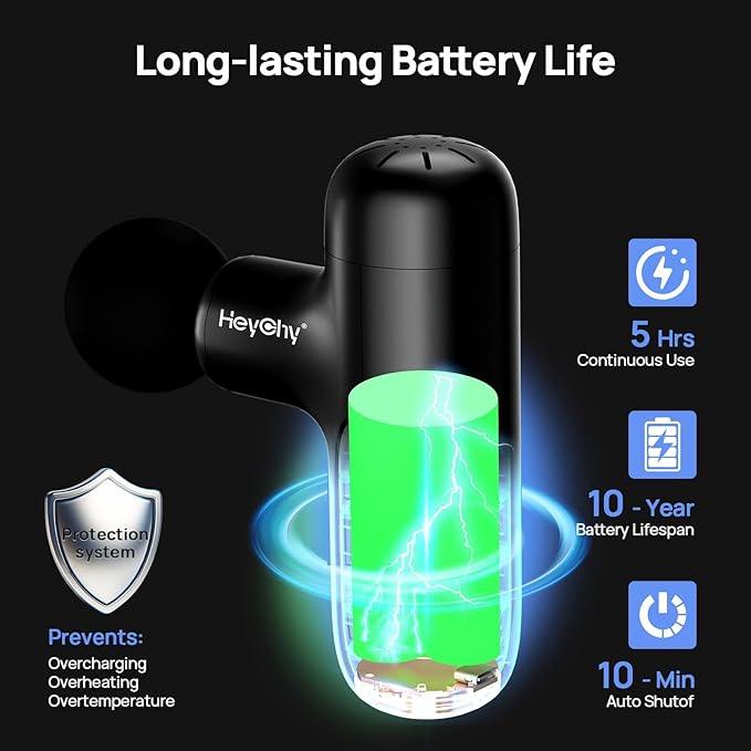 Mini Massage Gun Deep Tissue, Handheld Portable Mini Travel Size Percussion Deep Tissue Massager with 4 Attachments & 5 Speeds,Ideal Gift for Men & Women, Black