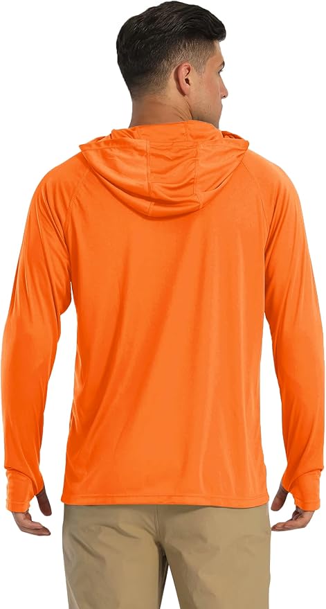 MAGCOMSEN Men's Hooded UPF 50+ Sun Protection T Shirts Long Sleeve Athletic Fishing Shirts Rash Guards