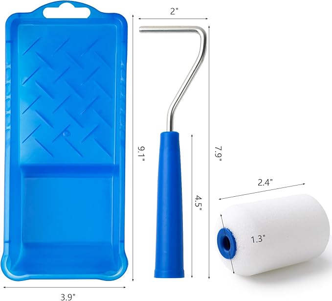 Mister Rui Foam Paint Roller, 2 Inch Mini Paint Roller Kit 10 Pack, Touch Up Small Paint Roller for Painting Wall, Door, Cabinet