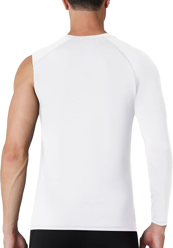 Mens One Arm Sleeve Compression Shirts 1/2 Long Sleeve Athletic Base Layer Undershirt Basketball Workout Top