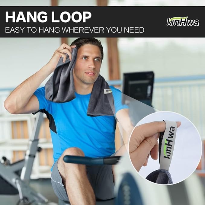 KinHwa Gym Towels for Sweat Absorbent Workout Towels Soft Microfiber Sports Towel Perfect Size for Workouts, Yoga, Running, Biking or Camping 16inch x 31inch 3 Pack… (Gray, 16inchx31inch 6 Pack)