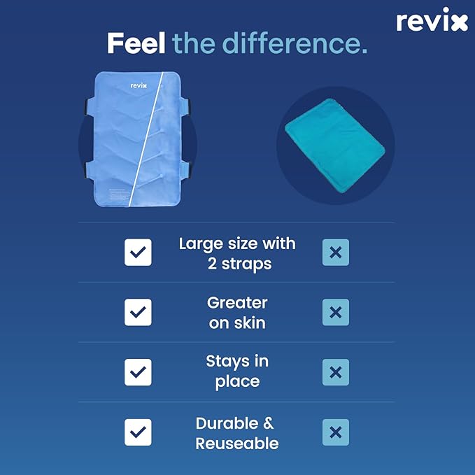 REVIX XXL Full Back Ice Pack Wrap, Reusable Gel Cold Compress for Upper and Lower Back, Long-Lasting Flexible Ice Pack for Muscle Fatigue, Soreness, and Post-Workout Recovery