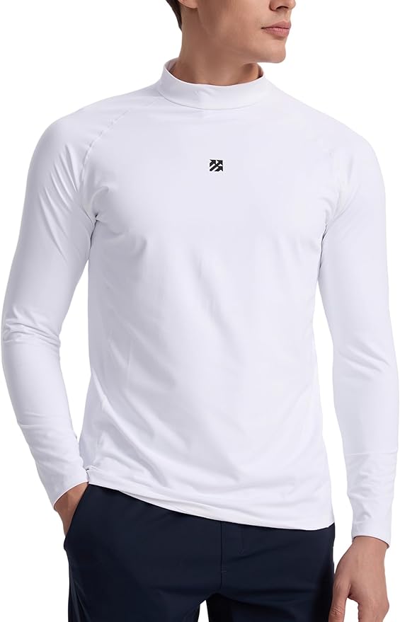 Mens Long Sleeve Turtleneck Workout Shirts Moisture Wicking Mock Neck Double Sides Brushed T-Shirts