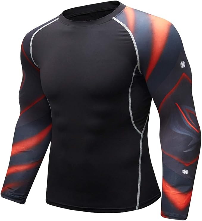 Men's Soft Fit Long Sleeve Workout Rashguard Cool Dry Compression Fitness Shirt
