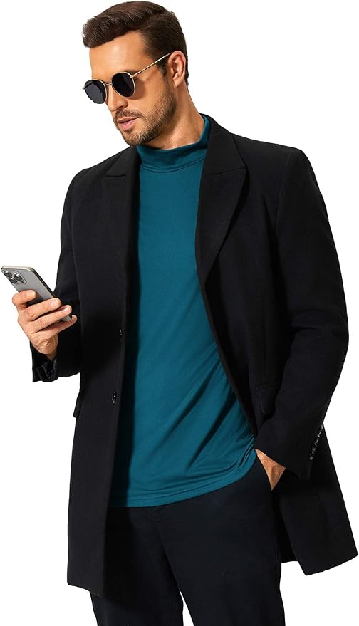 COOFANDY Mens Mock Turtleneck T-Shirts Long Sleeve Solid Color Tees Shirts Basic Casual Slim Fit Pullover T Shirts