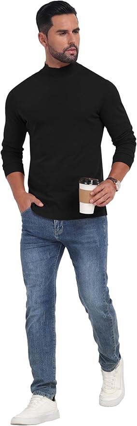Sailwind Men's Mock Turtleneck Long Sleeve Shirt Cotton Basic Thermal Undershirt Lightweight Pullover