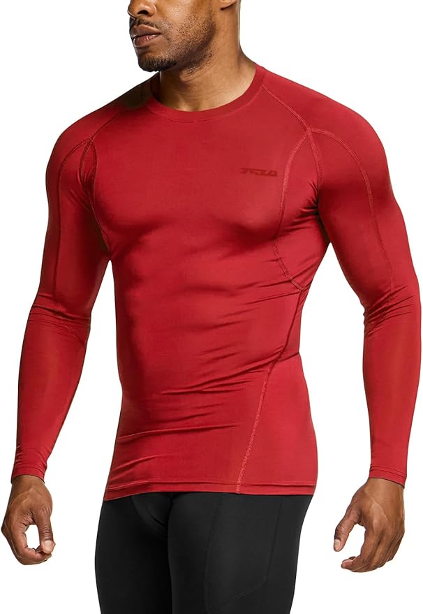 TSLA Men's UPF 50+ Compression Shirts, Cool Dry Long Sleeve Athletic Tops, Sports Baselayer Workout Shirt
