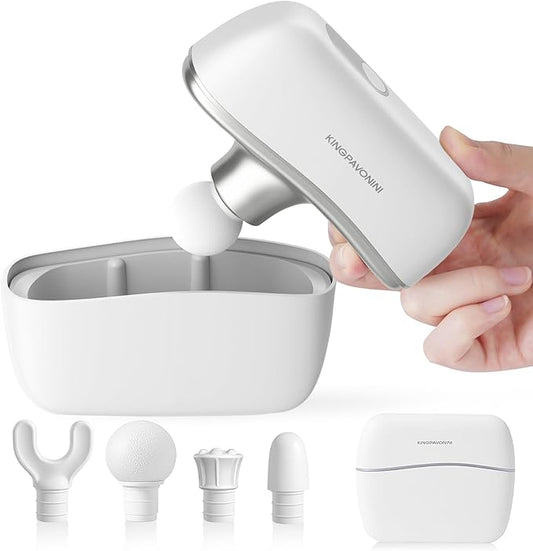 KingPavonini Mini Massage Gun with All-in-One Storage Case, Pocket-Sized Small Massage Gun Deep Tissue, 0.5 lbs Portable Percussion Massager for Travel, Gym, Gift for Women Men