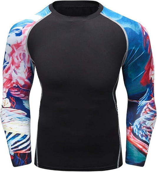 Men's Soft Fit Long Sleeve Workout Rashguard Cool Dry Compression Fitness Shirt